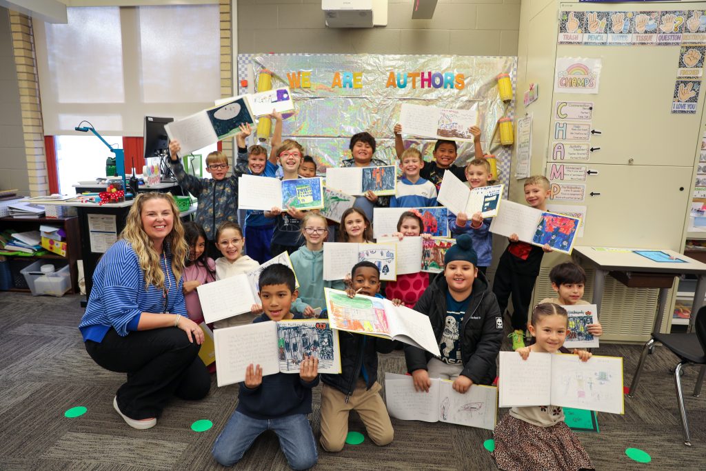 Miss Feller's Second Grade Class Shows Off Their Books