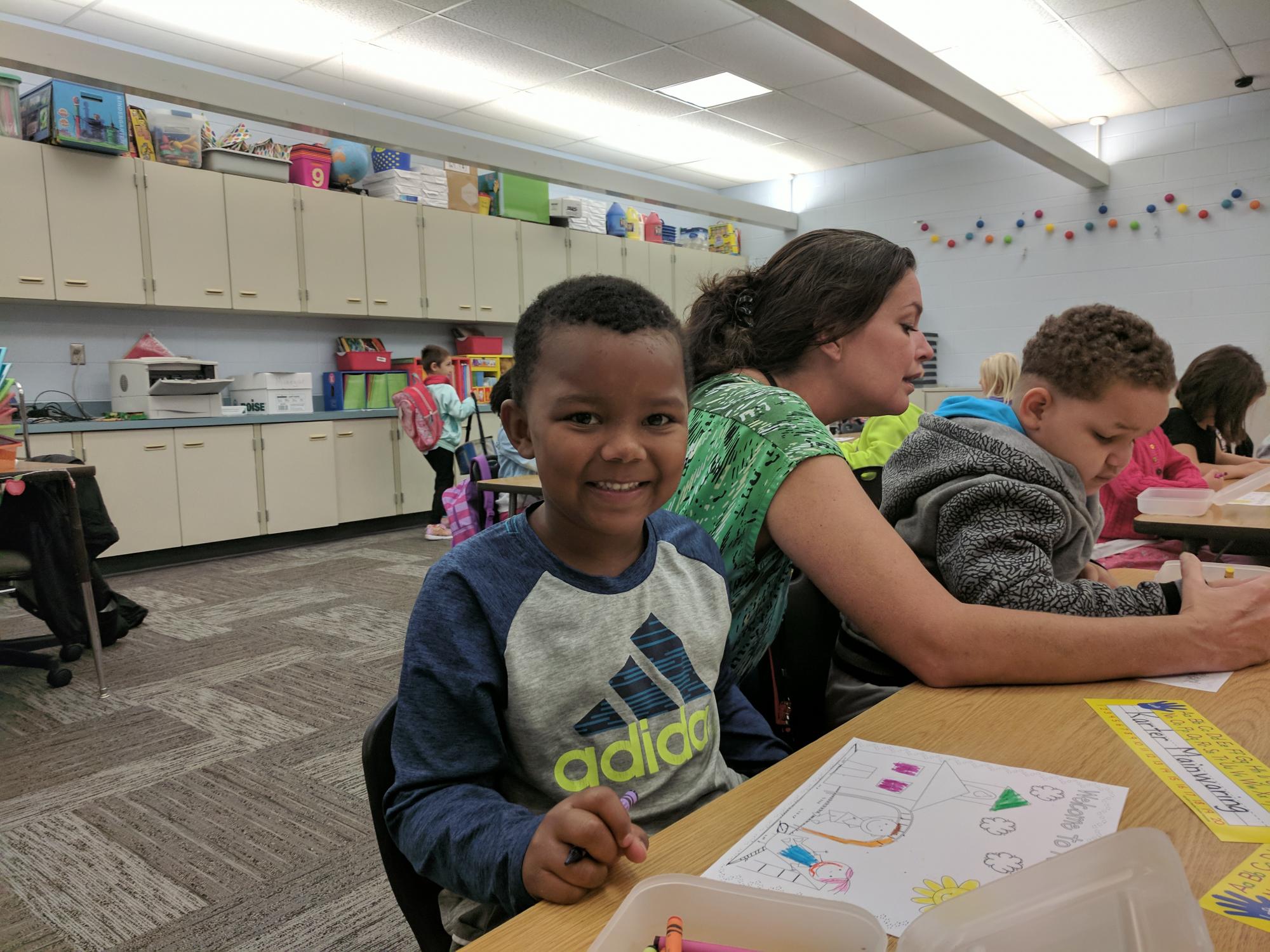 Elsie Rogers student excited for the 1st Day of Kindergarten